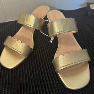 🆕Kate Spade CHRISSIE Gold Scalloped Sandals